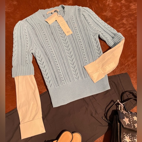 💞NWT veronica beard women sweater size S blue white